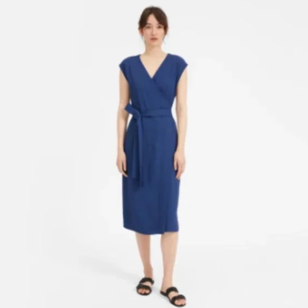 Women’s Wrap Midi Dress in Navy Blue